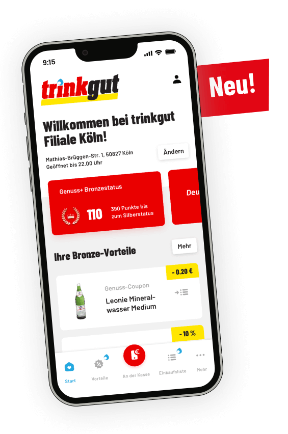 Mockup der trinkgut APP Startseite