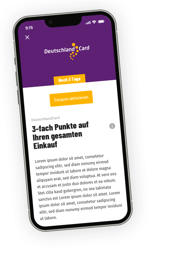 Mockup der trinkgut APP mit der Darstellung der E-Coupons der DeutschlandCard